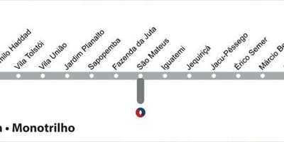 地図のサンパウロ市モノレール線15-銀