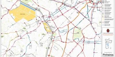 地図のピニェイロのサンパウロ市-公共輸送