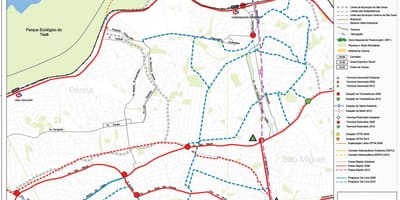 地図Ermelinoマタラッツォサンパウロ-公共輸送